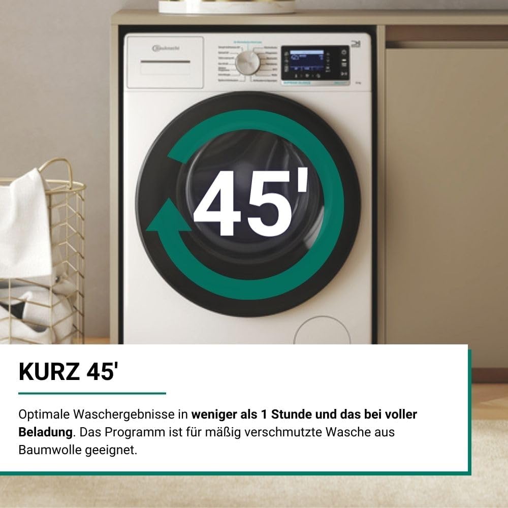 Bauknecht Waschmaschine 8kg, Stiftung Warentest GUT (2,4)*, Supreme Silence, EEK A-20%, 1400 U/min, ZEN-Motor, Besonders leise, Dampftechnologie, B6R 88 SILENCE DE, Weiß