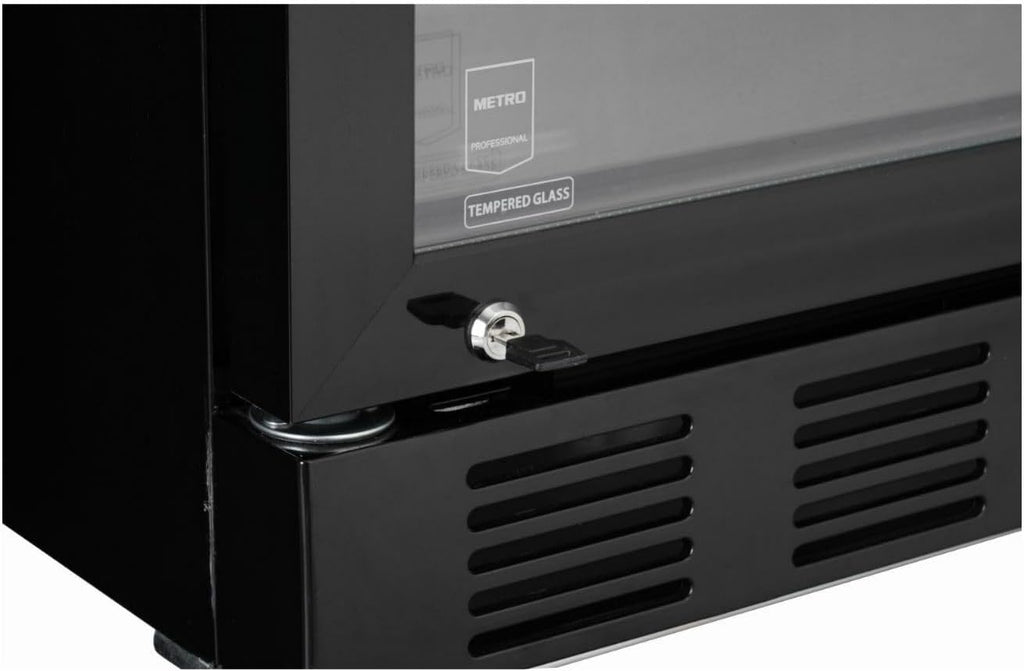 METRO Professional Getränkekühlschrank GSC4280B, Metall/Glas, 280 L, belüftete Kühlung, 210 W, mit Schloss, Schwarz
