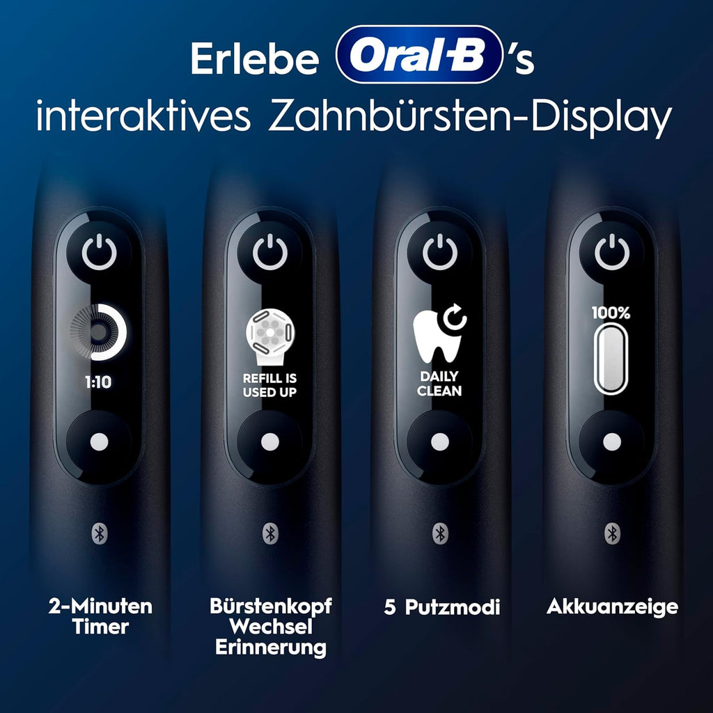 Oral-B iO Series 6 Plus Edition Elektrische Zahnbürste — Electric Toothbrush, Inkl. 3 Aufsteckbürsten, 5 Putzmodi für Zahnpflege, Reise-Etui — Zahnbürste Elektrisch, Designed by Braun, Schwarz
