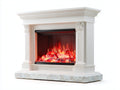 Kamin-MDF-Kunststein-123x36x106 cm-Weiß-Klassisches Design LED Flammeneffekt