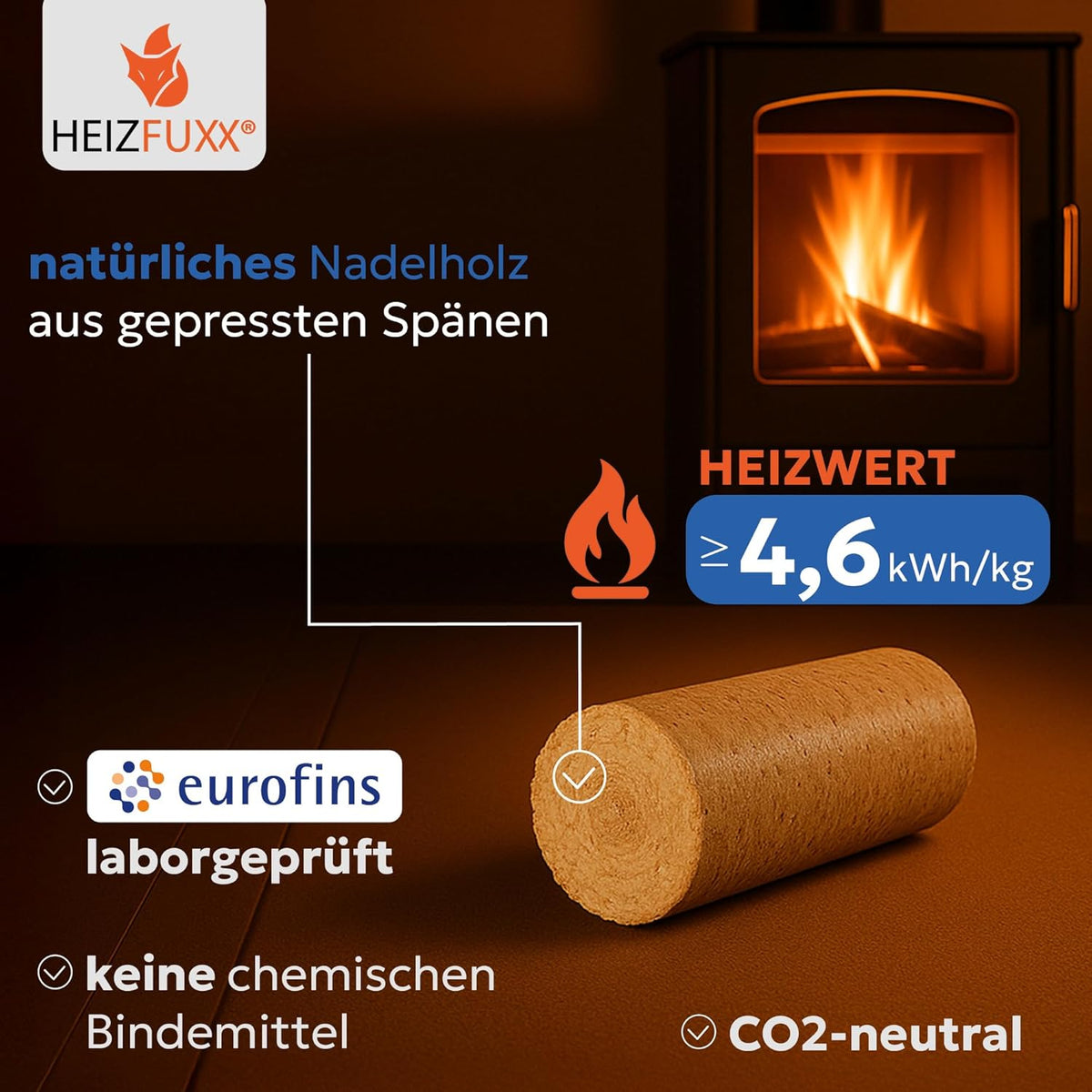 Holzbriketts Nestro XL Blue - Weichholzbriketts Palette 960 kg (96x10 kg) - Premium Briketts für Kamin, Heizkessel & Ofen - Hoher Heizwert, geringer Aschegehalt & maximale Energieausbeute