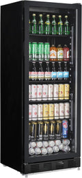 METRO Professional Getränkekühlschrank GSC4280B, Metall/Glas, 280 L, belüftete Kühlung, 210 W, mit Schloss, Schwarz