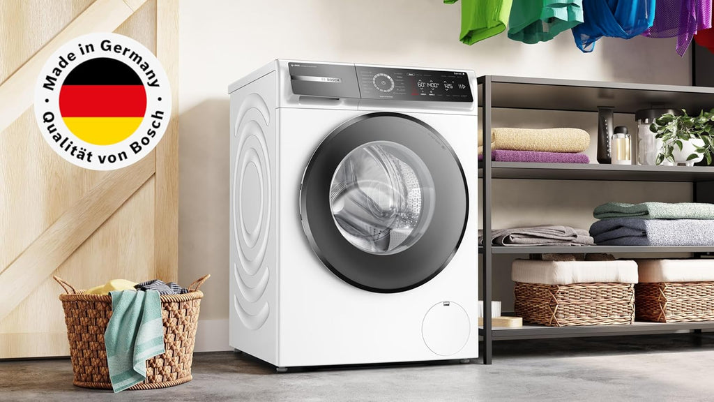 Bosch WGB244040 Serie 8 Smarte Waschmaschine, 9 kg, 1400 UpM, Made in Germany, Active Water Plus Energie- und Wasserersparnis, Iron Assist Dampf zum Entknittern, Mini Load