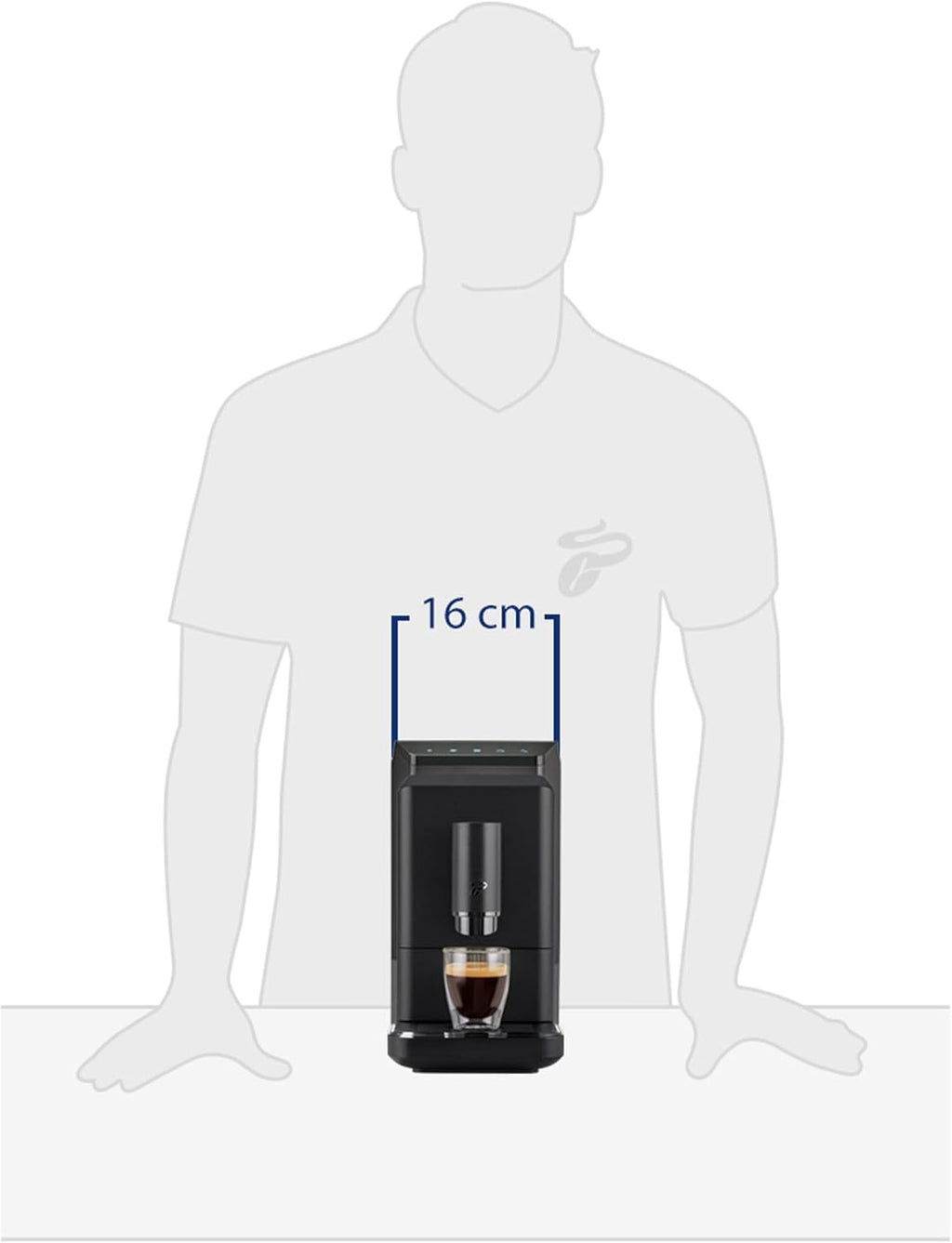 Tchibo Kaffeevollautomat Esperto mini für Caffè Crema und Espresso, nur 16cm breit, klein und kompakt, geeignet für jede Küche, Camping, Studentenapartment, Schwarz - INKLUSIVE Kaffeeprobierset GRATIS